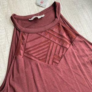 NWT Buckle High Neck Mesh Detail Top
